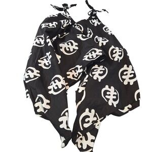OSR Jumpsuit Womens One Size Black White Adinkra Print Cotton Wide Leg Romper